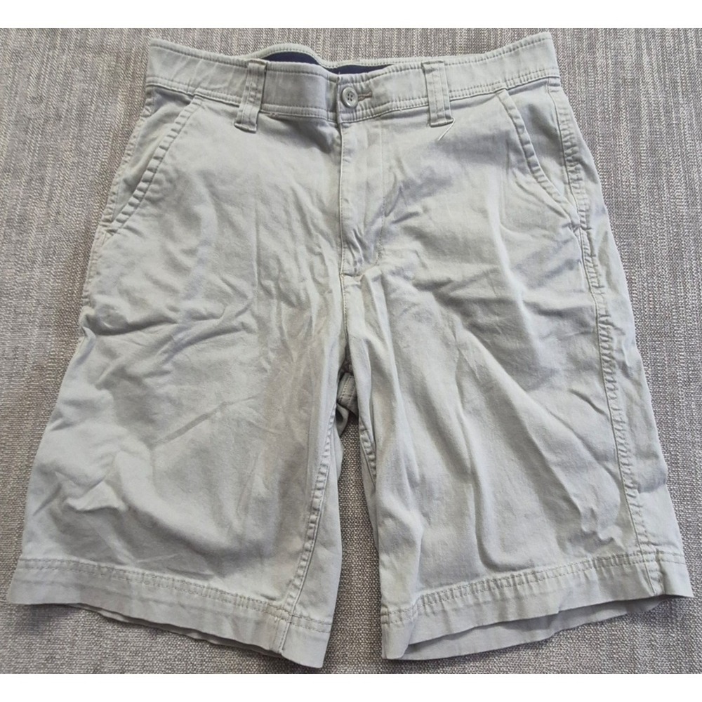 St Johns Bay Comfort Stretch men's gray chino shorts sz 32 flat front‎ Cotton